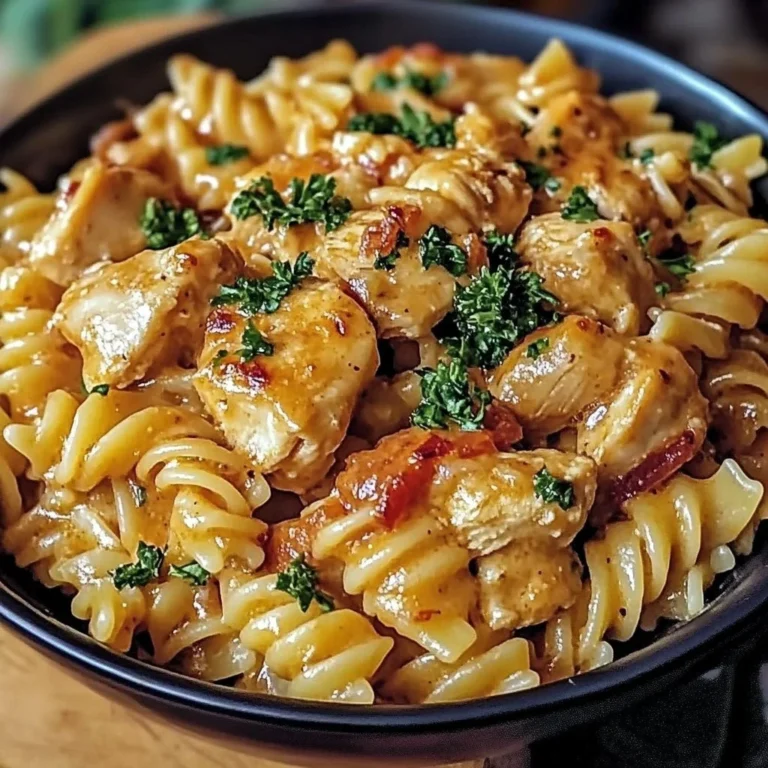 Cowboy Butter Chicken Pasta 2 Delicious Cowboy Butter Chicken Pasta served in a bowl with herbs and spices.