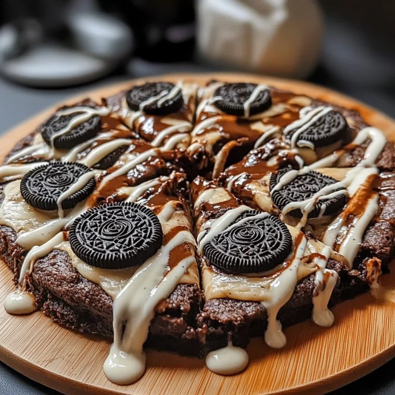 Oreo Fudge Brownie Pizza 2 Oreo Fudge Brownie Pizza topped with Oreo crumbs and chocolate fudge