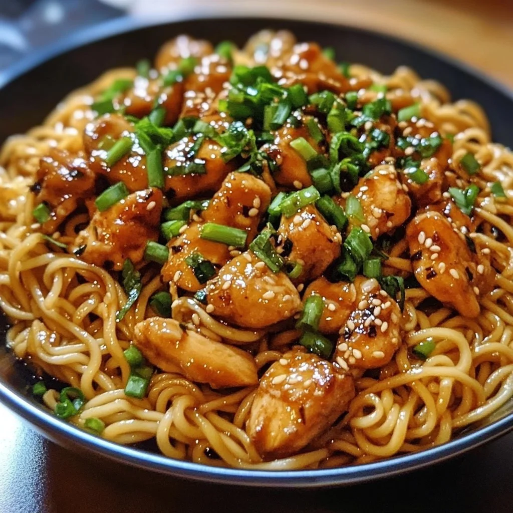 Sticky Garlic Chicken Noodles